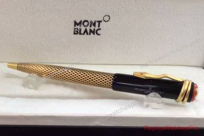 Replica Montblanc Heritage Rouge et Noir Ballpoint Pen Gold Barrel